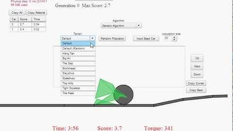 Genetic Algorithm Car Evolution Using Box2D Physics (v3.1)