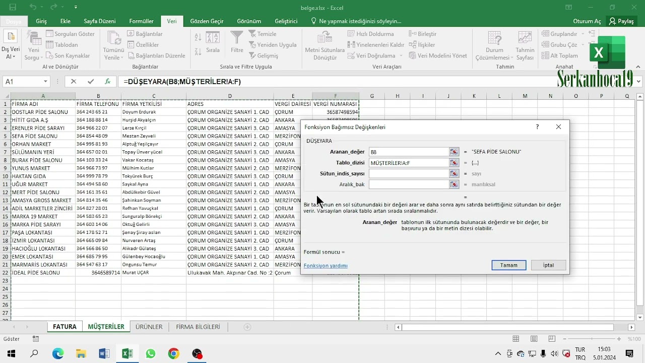 EXCEL FATURA HAZIRLAMA