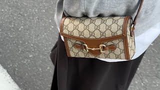 【鞋服评测】GUCCI古驰 Horsebit 1955马衔扣Logo皮革单肩斜挎包