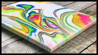 Multiple Acrylic Pouring Techniques using Neons on one Canvas. Which technique do I end with?