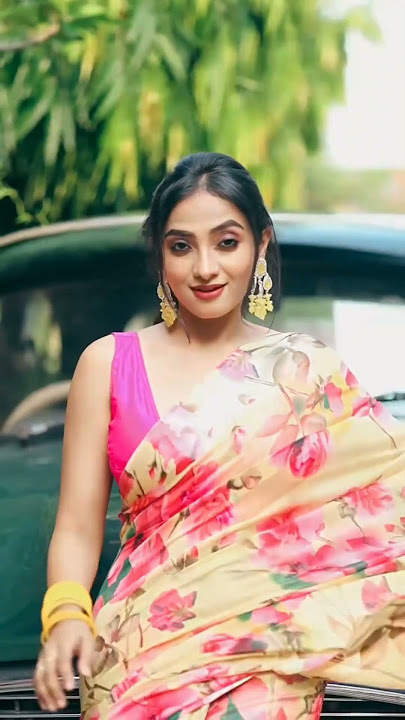 Saree Sundori 🥰 Shreemoyee Dey🔥 With New Printed Polyester Saree ❤️ #shorts #ytshorts #dangerfashion