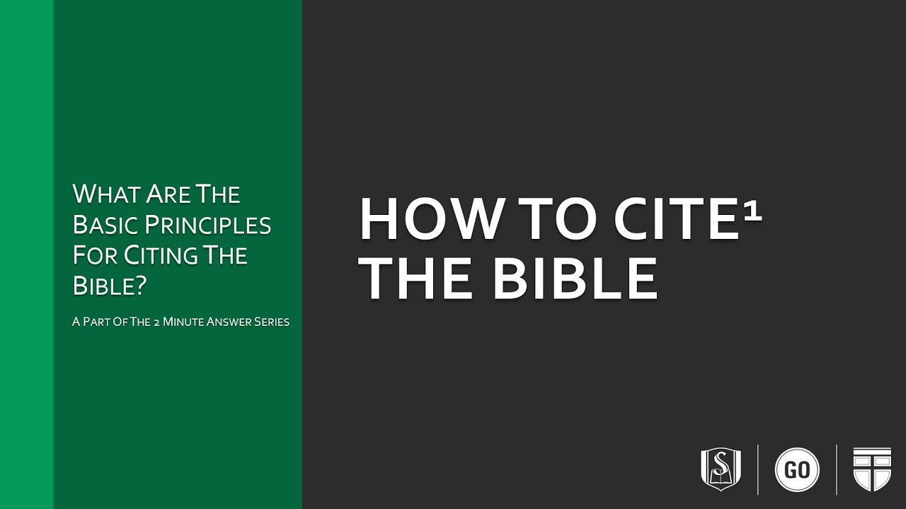 How To Cite The Bible Youtube