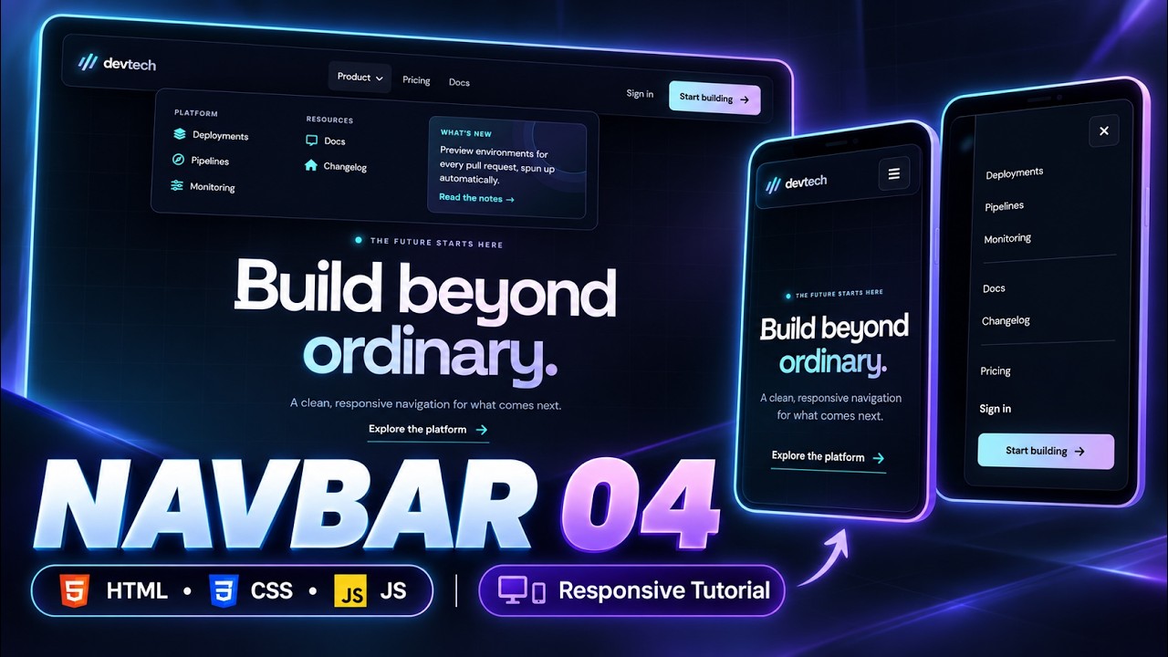 How to Create a Modern Responsive Navbar with HTML, CSS & JavaScript ...