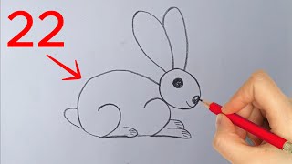 how to draw rabbit from 22 number easy step by step drawing rabbit