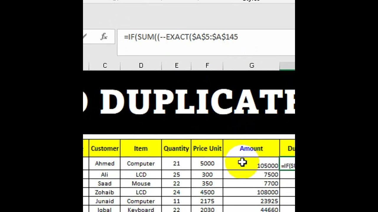 how to find duplicate values in excel using formula - YouTube