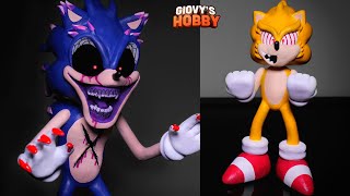 Making Beast Sonic.exe \& Fleetway Sonic ➤ Fnf VS SONIC EXE 2.0 Mod ★ Cosclay Polymer Clay Tutorial