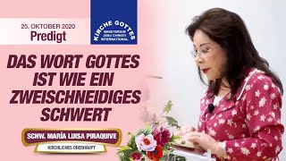 Predigt: Das Wort Gottes ist wie ein zweischneidiges Schwert - Schw. Maria Luisa - 25. Oktober 2020