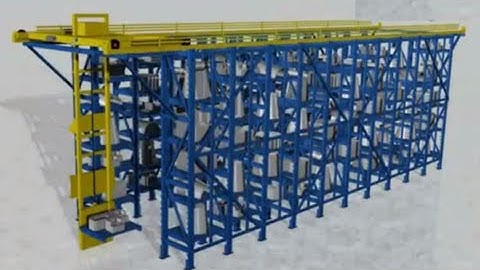 Overhead Stacker Crane Stores Castings Goods On Pallets On Selective Racks Across Multiple Aisles