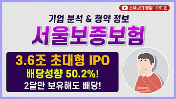 청약정보 기업분석 서울보증보험 3 6조 초대형 IPO 배당성향 50 2 2달만 보유해도 배당