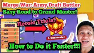 EASY from Unranked to Grand Master - Heroic Trials This Week! Merge War: Army Draft Battler! screenshot 3