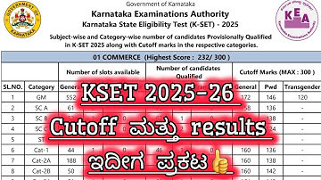 KSET cutoff & marks results 2025-26 annonced | kset cutoff 2025 released #kset #cutoff 