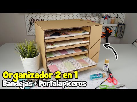 Organizador de escritorio 2 en 1 para papeles de scrapbooking y rotuladores