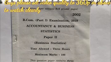 B.com 1st year Business Statistics paper 2019 Kota university