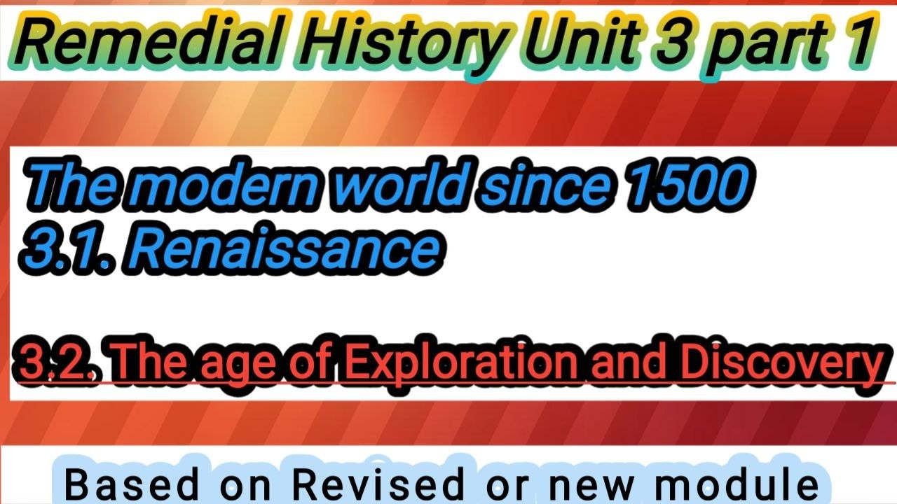 History For Remedial Chapter 3 Part 1 the Modern World since 1500 Renaissance