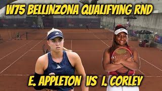 W75 BELLINZONA Qualifying round Emily Appleton VS Ivana Corley