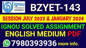BZYET 143 Solved Assignment 2023-24 English, BZYET 143 Solved Assignment 23-24, BZYET-143 Assignment
