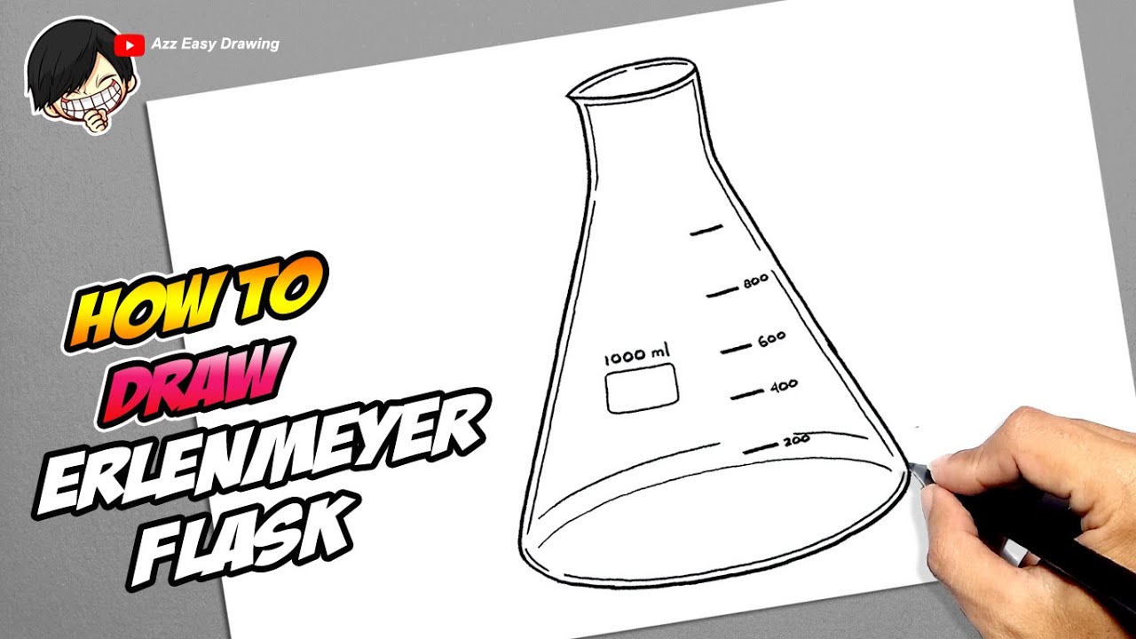 One line drawing chemical science flask. scientific technology posters for  the wall • posters creative, signs, continuous | myloview.com