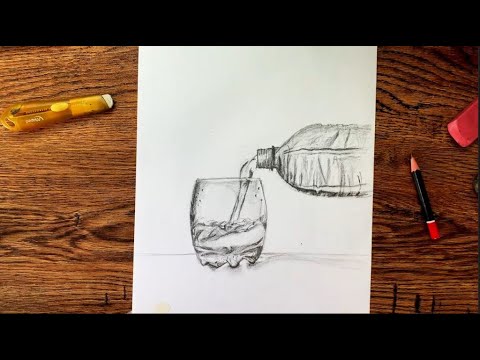 رسم كأس ماء / رسم خطوة بخطوة للمبتدئين / تعليم الرسم / رسم ثلاثية 