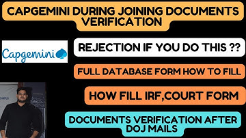 Capgemini Joining update |Onboarding, After joining bgv how to fill Database ,IRF ,Court form