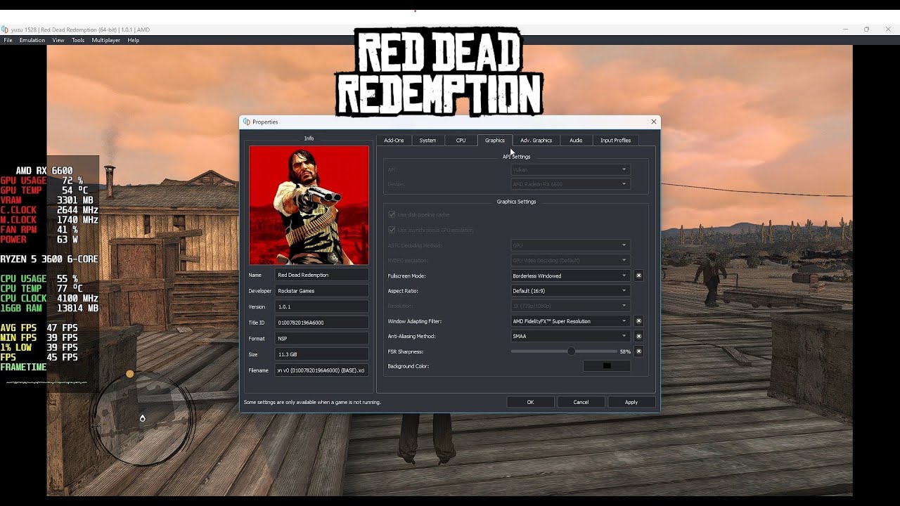 Red Dead Redemption (Yuzu 1579) Switch Emulation