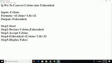 Algorithm To Convert Celsius Into Fahrenheit