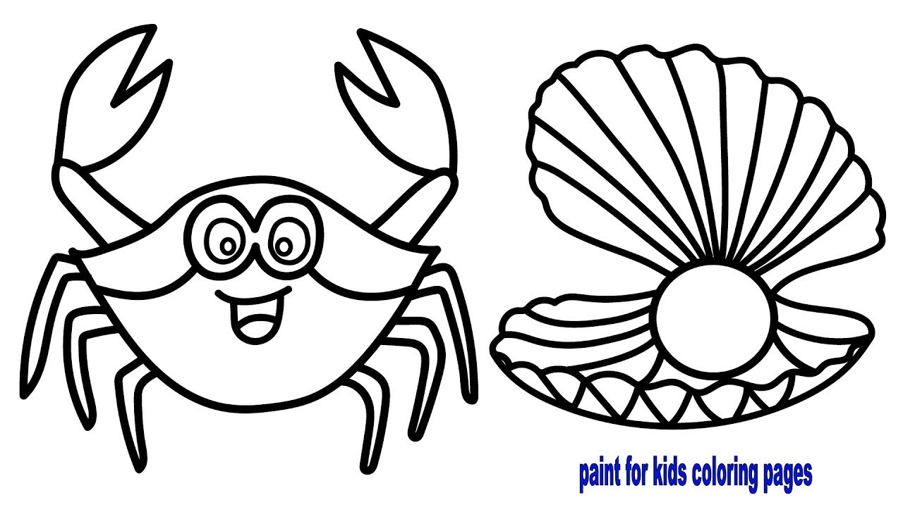 Shell With A Pearl Sea Crab Coloring Pages For Children Youtube