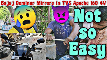 Installing Bajaj Dominar 400 Side Mirror in My TVS Apache 160 4V💥Dominar Mirror in TVS Apache 🤗