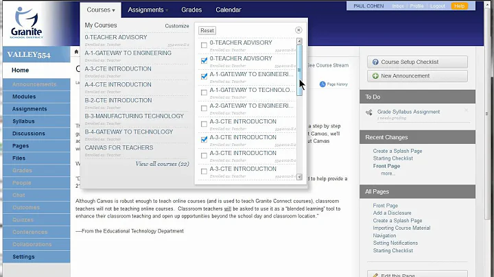 Canvas Customizing Course Dropdown Menu