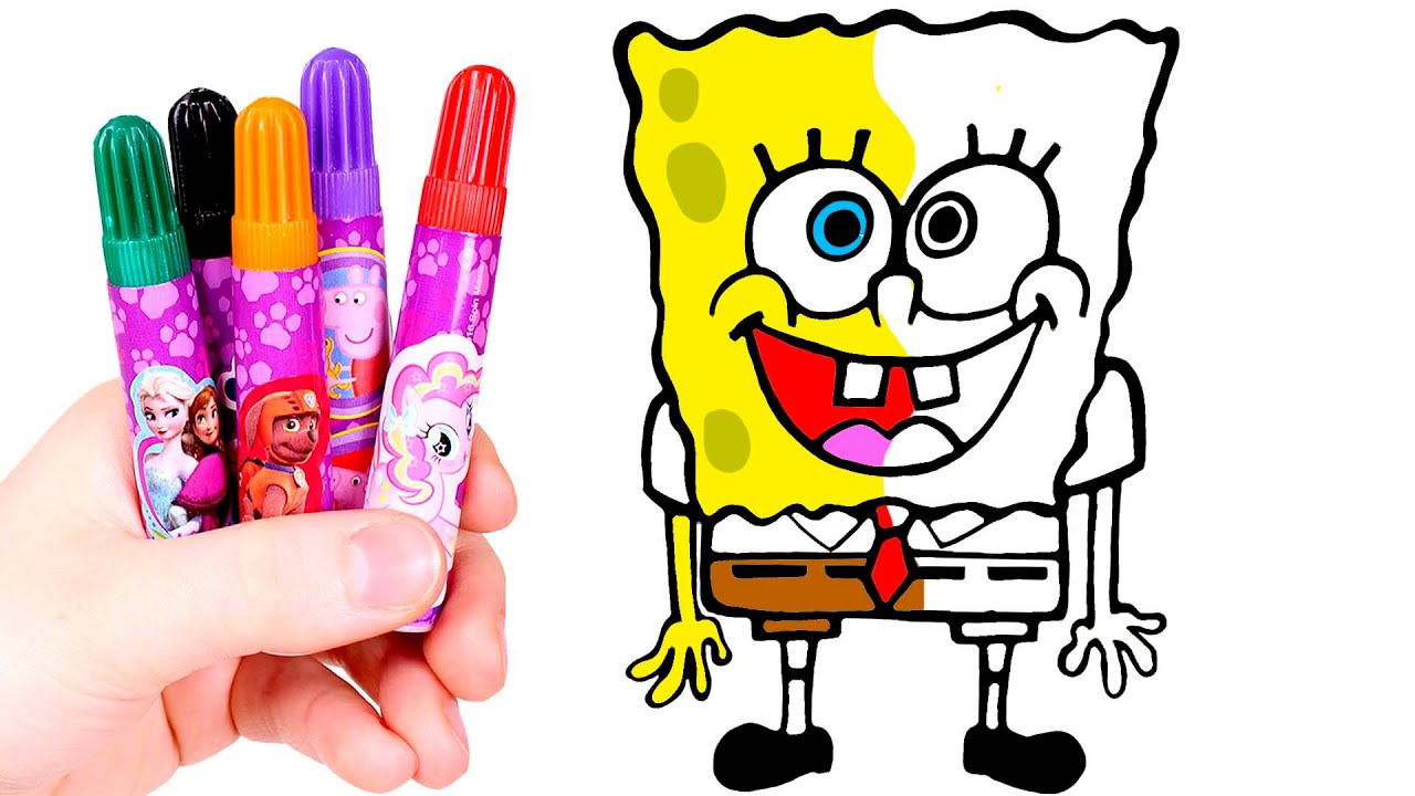 Dibuja y colorea a Bob Esponja 🎨🧜‍♂️Dibujos para niños. - thptnganamst.edu.vn