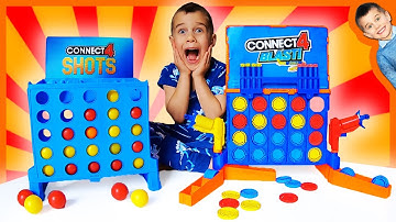 Connect 4 Blast Nerf Gun Game and Blast (Family Challenge)