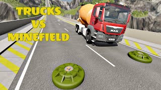 Trucks vs Minefield | BeamNG.Drive 🚨