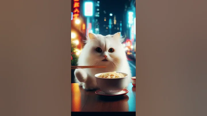 Watch the video about Hungry Cat Eating Noodles | White Persian Cat | Hungry Cat | Moon Cat Journey