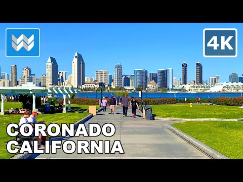 [4K] Coronado Ferry Landing Park (San Diego Skyline) California Walking Tour & Travel Guide 🎧