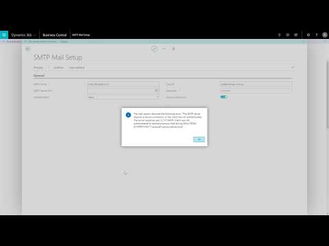 Dynamics 365 Business Central - How to Setup Email (SMTP Mail Setup Error Resolved)