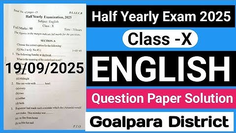 half yearly exam 2025 class 10 english|class 10 half yearly exam question paper 2025 english