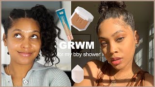 GRWM for my Baby Shower w\/ New Products | Fenty Beauty + Urban Decay + Natural Hair + Outfit |J MAYO