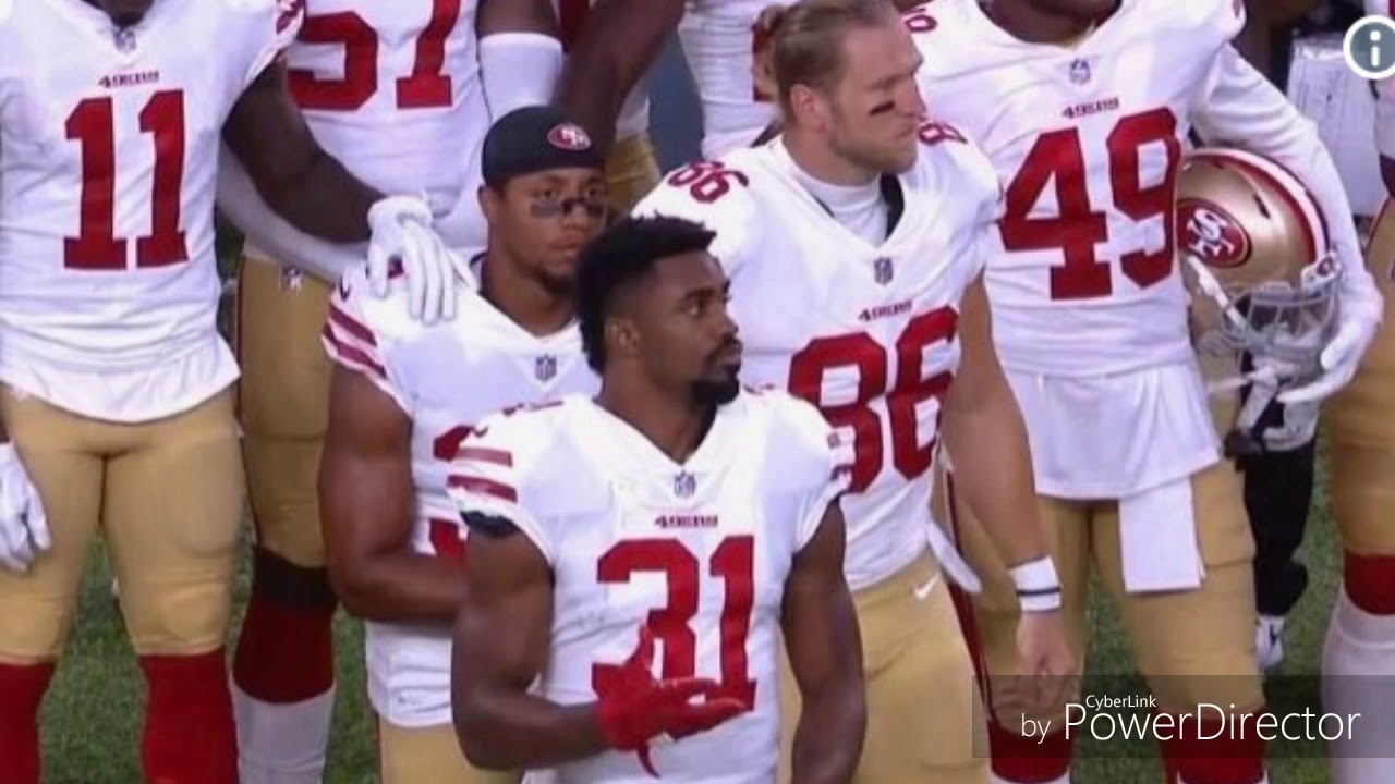 49ers' Eric Reid kneels for national anthem after vowing to stand