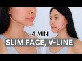 4 Min daily face lift routine to lose double chin, get V-line, long slim neck