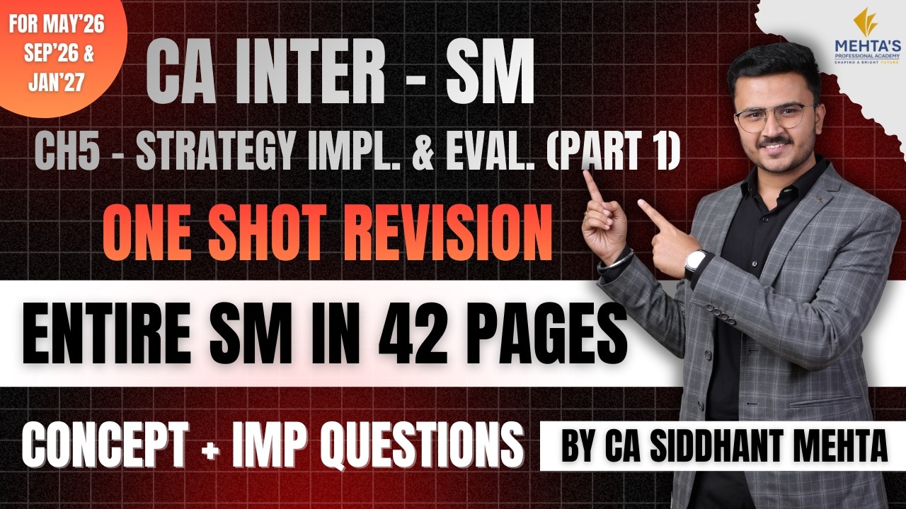 CA Inter SM CH 5 (Part 1) - One Shot Revision | Concepts + IMP Qs | For ...