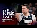 Luka doncic 22 pts 10 rebs 9 asts vs clippers 2024 po g3