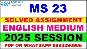 MS 23 solved assignment 2025 in English || ms 23 solved assignment 2025 || ignou ms23 2025