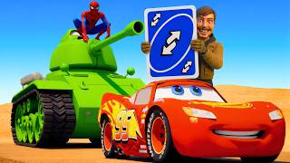 Giant UNO REVERSE CARD vs Funny Cars in BeamNG.drive! screenshot 4