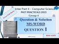 ICS 2 | 2023 - MS Word Practical Paper Group 4 Question 1 | BISE GRW |