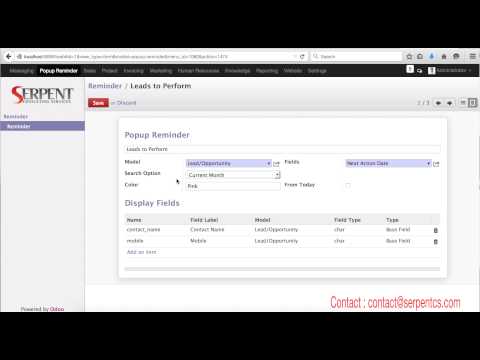 ODOO Popup Reminder