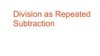 Division As Repeated Subtraction