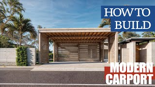 Build Your Own Modern Wooden Carport – 20x20ft Minimalist Design! screenshot 5