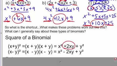 Senior Algebra 5.6 Special Products of Polynomials