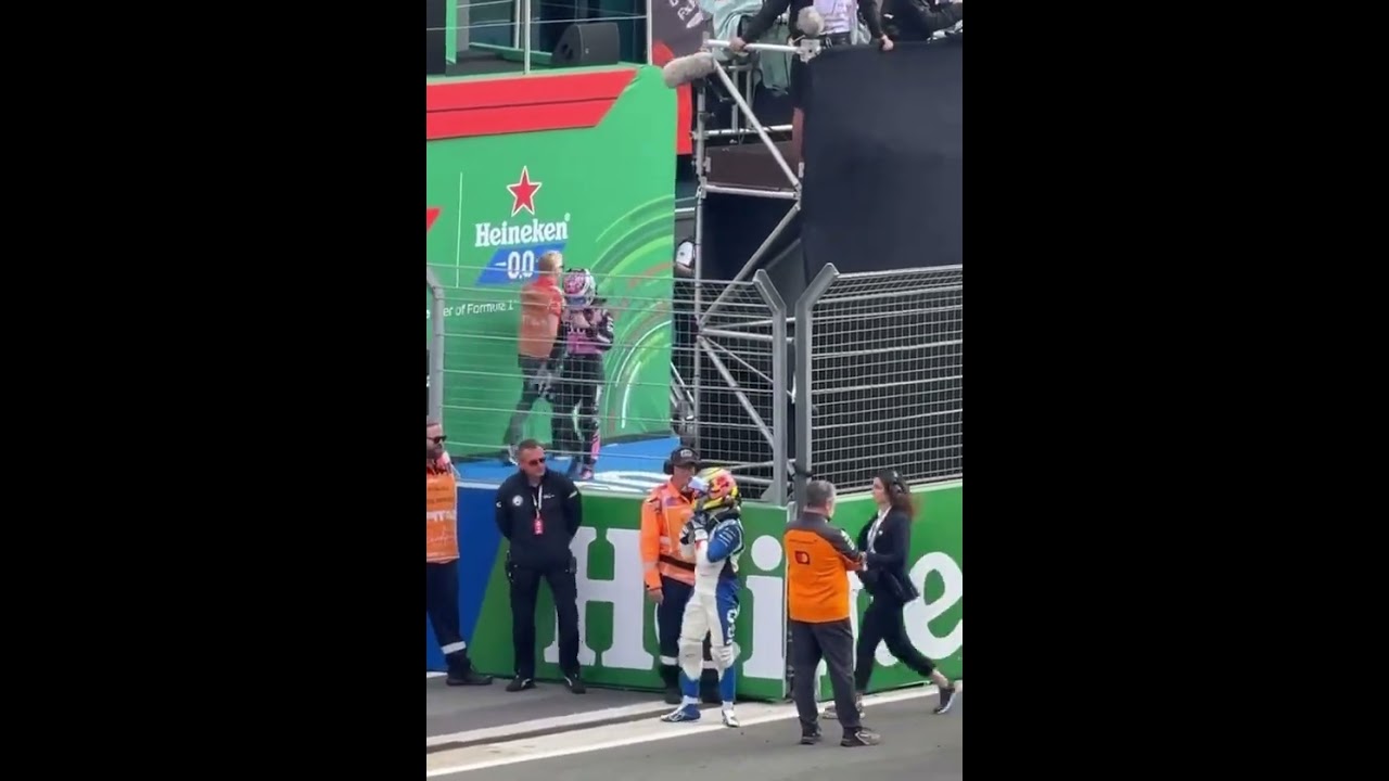 Isack Hadjar celebrating his first podium in f1 at Zandvoort 2025