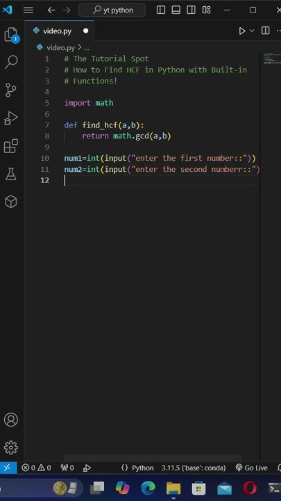 How to Find the HCF of Two Numbers in Python Using Built-in Functions # ...