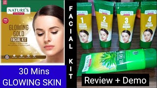 Nature's  Essence Glowing Gold Facial kit, Review +Demo,SALON like glowing skin just 30 mins/ Facial screenshot 1